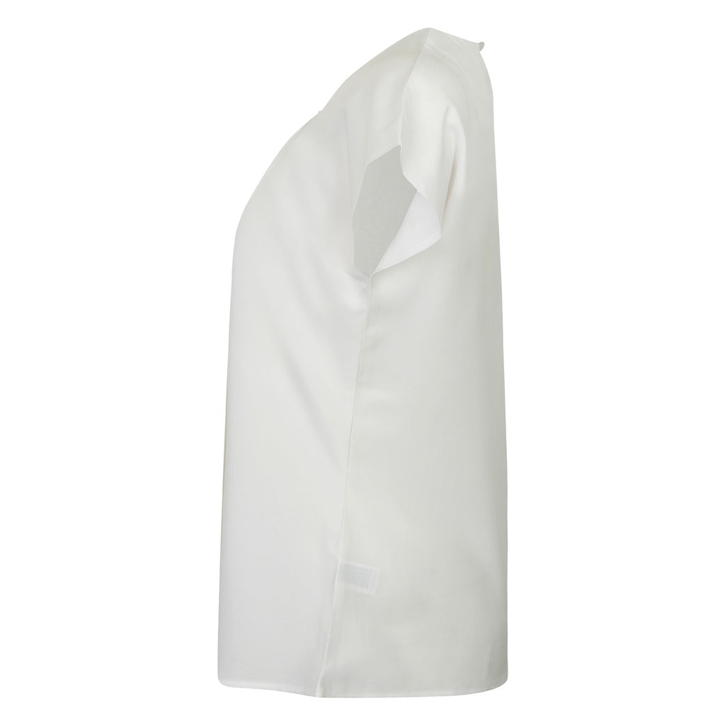 White - Side - Henbury Womens-Ladies Pleat Front Short Sleeve Top