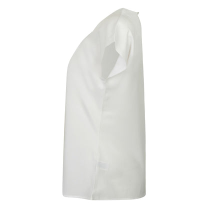 White - Side - Henbury Womens-Ladies Pleat Front Short Sleeve Top