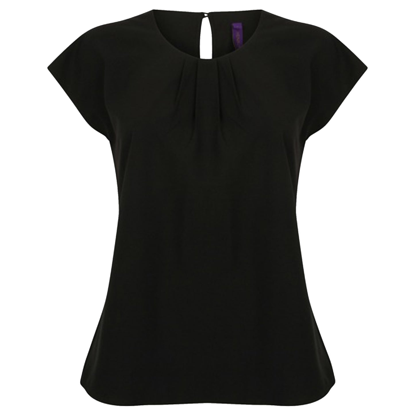 Black - Front - Henbury Womens-Ladies Pleat Front Short Sleeve Top
