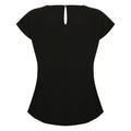 Black - Back - Henbury Womens-Ladies Pleat Front Short Sleeve Top