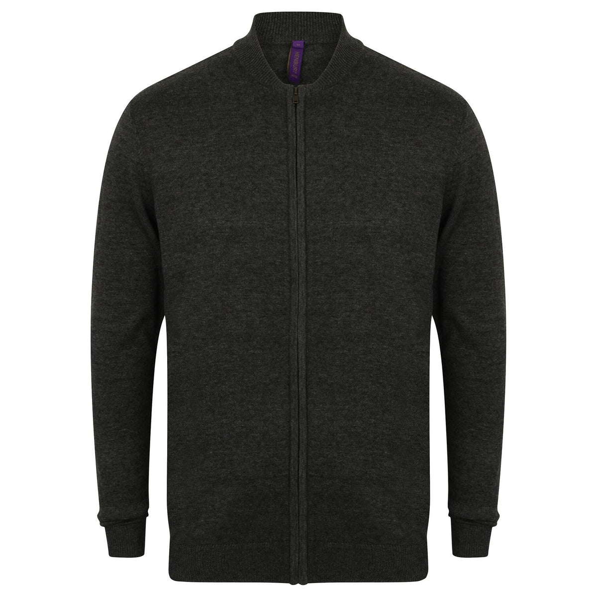 Grey Marl - Front - Henbury Unisex Knitted Bomber Jacket