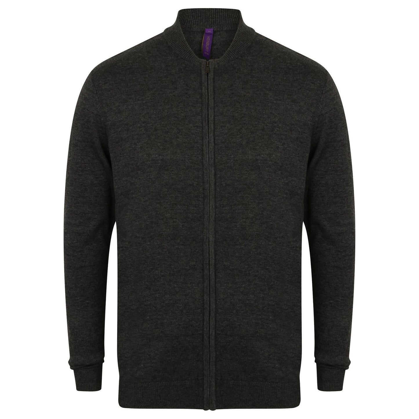 Grey Marl - Front - Henbury Unisex Knitted Bomber Jacket