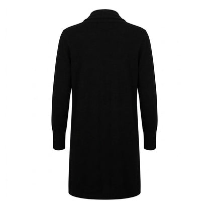 Black - Back - Henbury Womens-Ladies Long Line Open Cardigan