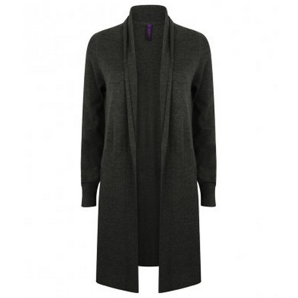 Navy - Front - Henbury Womens-Ladies Long Line Open Cardigan