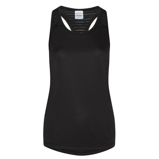 Jet Black - Front - AWDis Just Cool Womens-Ladies Girlie Smooth Workout Sleeveless Vest