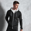 Jet Black-Arctic White - Back - AWDis Just Hoods Mens Contrast Sports Polyester Full Zip Hoodie