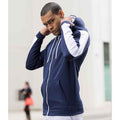 Oxford Navy-Arctic White - Back - AWDis Just Hoods Mens Contrast Sports Polyester Full Zip Hoodie