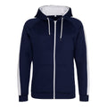 Oxford Navy-Arctic White - Front - AWDis Just Hoods Mens Contrast Sports Polyester Full Zip Hoodie