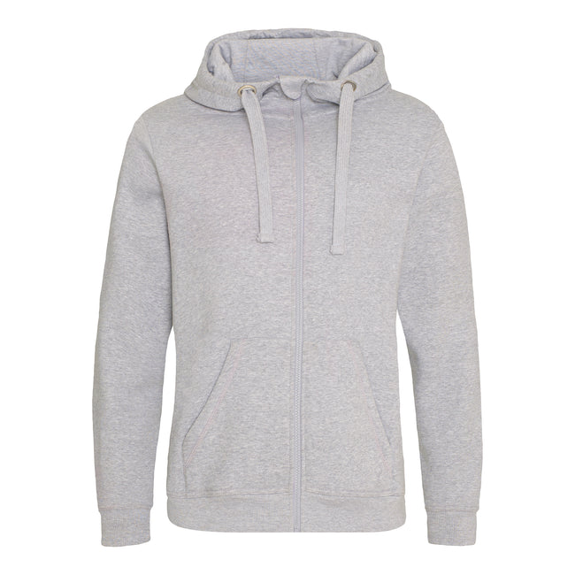 Heather Grey - Front - AWDis Just Hoods Mens Graduate Heavyweight Full Zip Hoodie