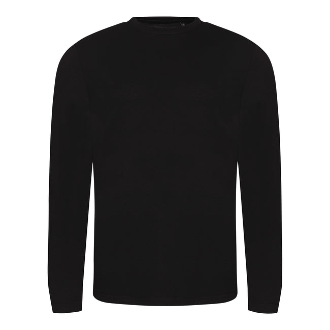 Solid Black - Front - AWDis Mens Long Sleeve Tri-Blend T-Shirt