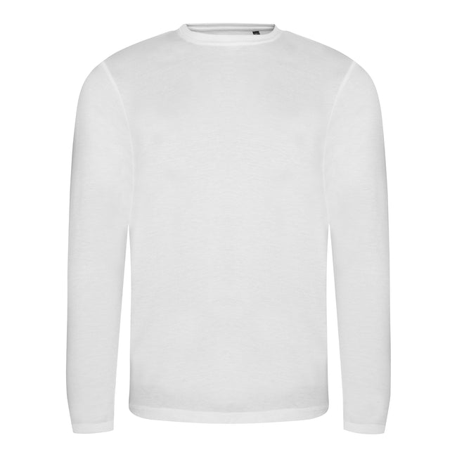 Solid White - Front - AWDis Mens Long Sleeve Tri-Blend T-Shirt