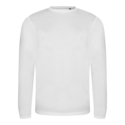 Solid White - Front - AWDis Mens Long Sleeve Tri-Blend T-Shirt