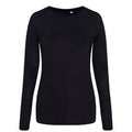 Solid Black - Front - AWDis Womens-Ladies Girlie Long Sleeve Tri-Blend T-Shirt