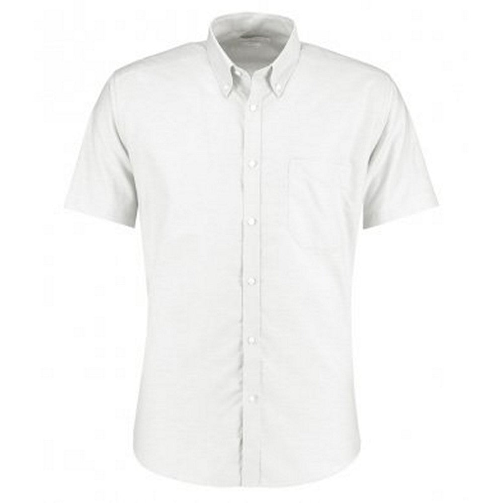 White - Front - Kustom Kit Mens Slim Fit Short Sleeve Oxford Shirt