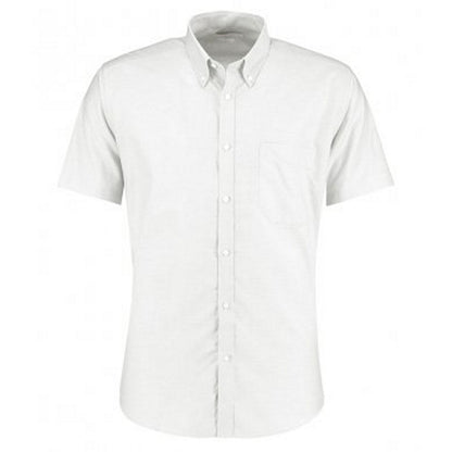 White - Front - Kustom Kit Mens Slim Fit Short Sleeve Oxford Shirt