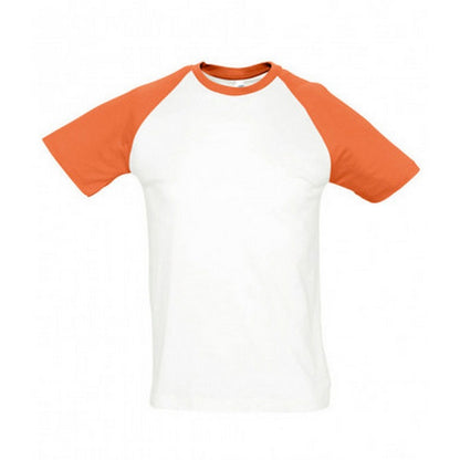 White-Orange - Front - SOLS Mens Funky Contrast Short Sleeve T-Shirt