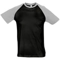 Black-Grey Marl - Front - SOLS Mens Funky Contrast Short Sleeve T-Shirt