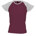 Burgundy-Grey Melange - Front - SOLS Womens-Ladies Milky Contrast Short-Sleeve T-Shirt