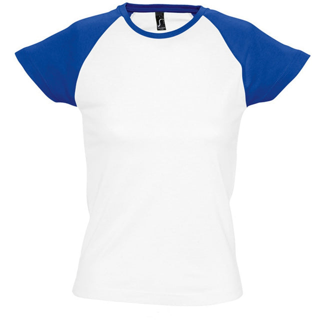 White-Royal Blue - Front - SOLS Womens-Ladies Milky Contrast Short-Sleeve T-Shirt