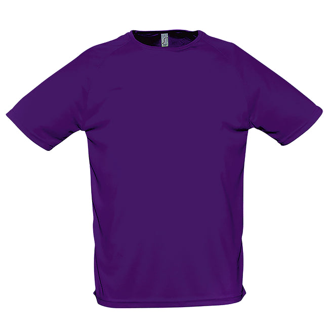 Dark Purple - Front - SOLS Mens Sporty Short Sleeve Performance T-Shirt