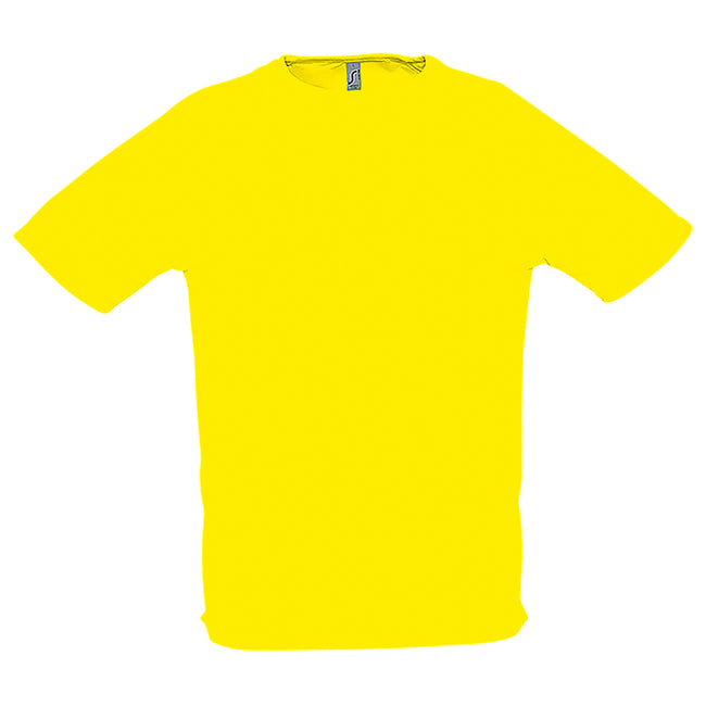 Lemon - Front - SOLS Mens Sporty Short Sleeve Performance T-Shirt