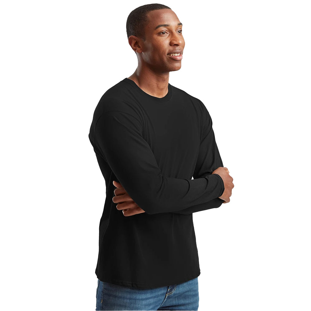 Black - Side - Fruit Of The Loom Mens Original Long Sleeve T-Shirt
