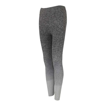 Dark Grey-Light Grey Marl - Back - Tombo Womens-Ladies Seamless Fade Out Leggings