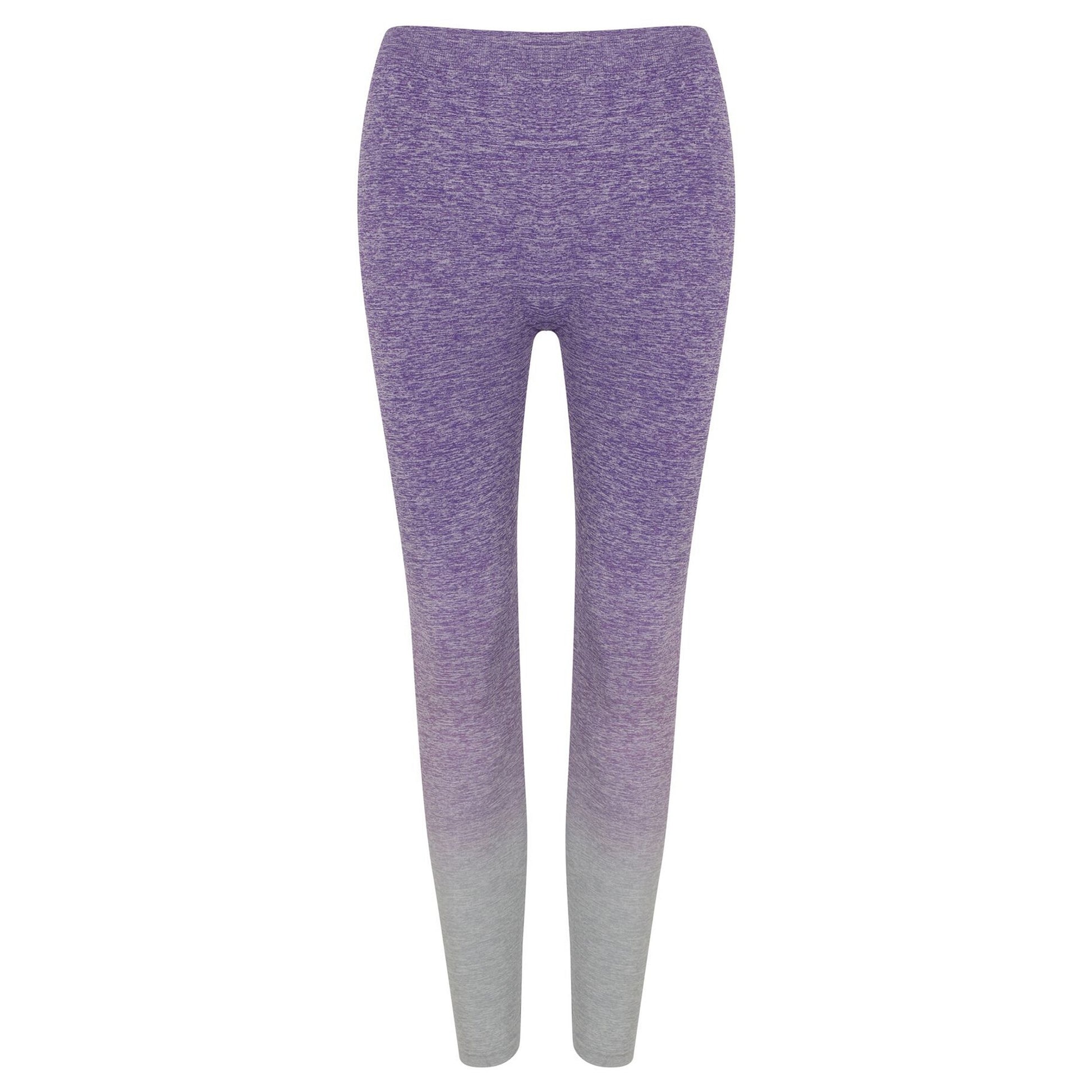 Purple-Light Grey Marl - Front - Tombo Womens-Ladies Seamless Fade Out Leggings
