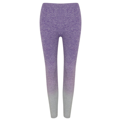 Purple-Light Grey Marl - Front - Tombo Womens-Ladies Seamless Fade Out Leggings