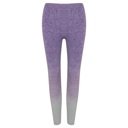 Purple-Light Grey Marl - Front - Tombo Womens-Ladies Seamless Fade Out Leggings