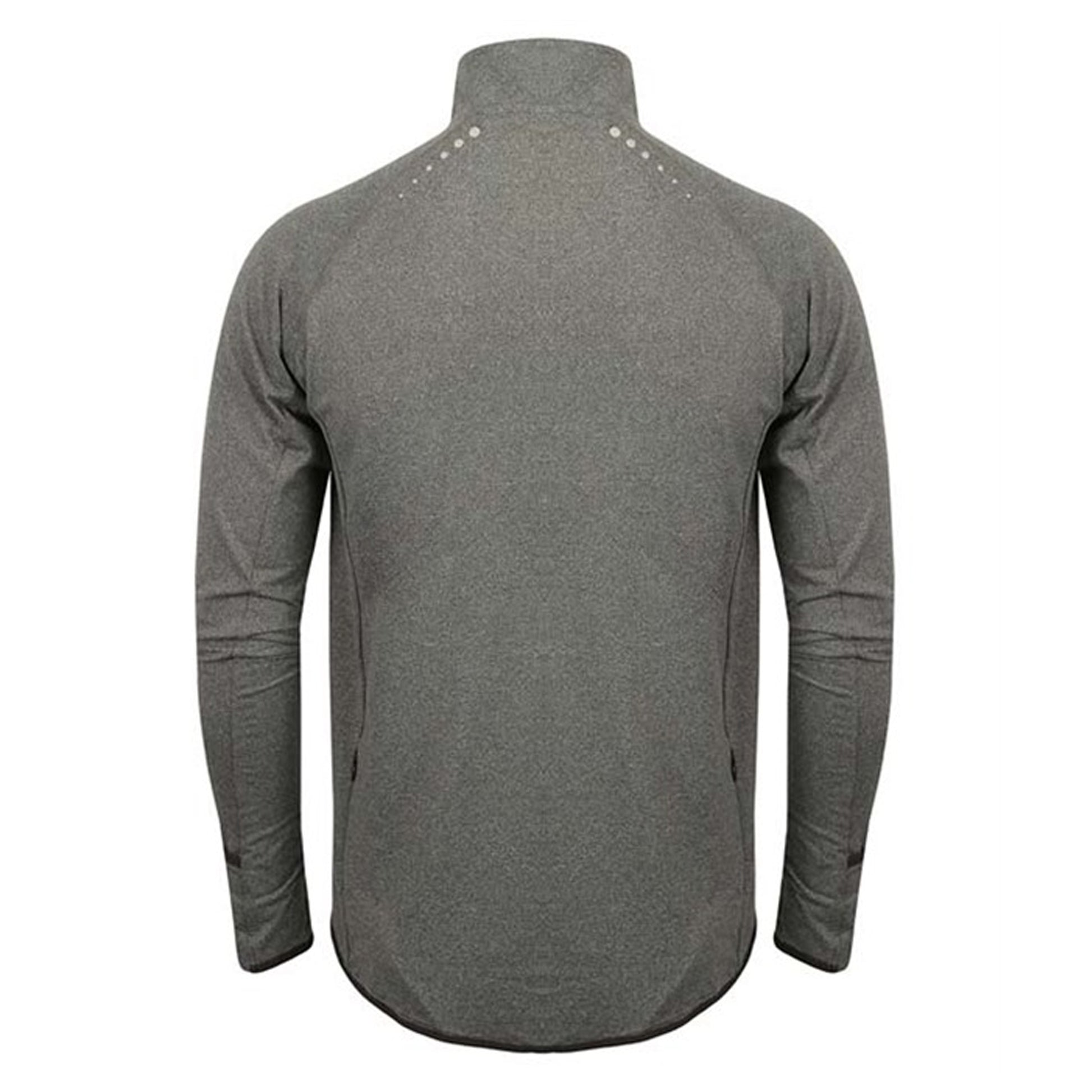 Grey Marl - Back - Tombo Mens Long Sleeve Zip Neck Performance Top