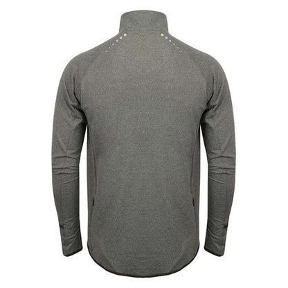 Grey Marl - Back - Tombo Mens Long Sleeve Zip Neck Performance Top