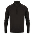 Black - Front - Tombo Mens Long Sleeve Zip Neck Performance Top