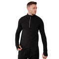 Black - Side - Tombo Mens Long Sleeve Zip Neck Performance Top