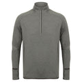 Grey Marl - Front - Tombo Mens Long Sleeve Zip Neck Performance Top