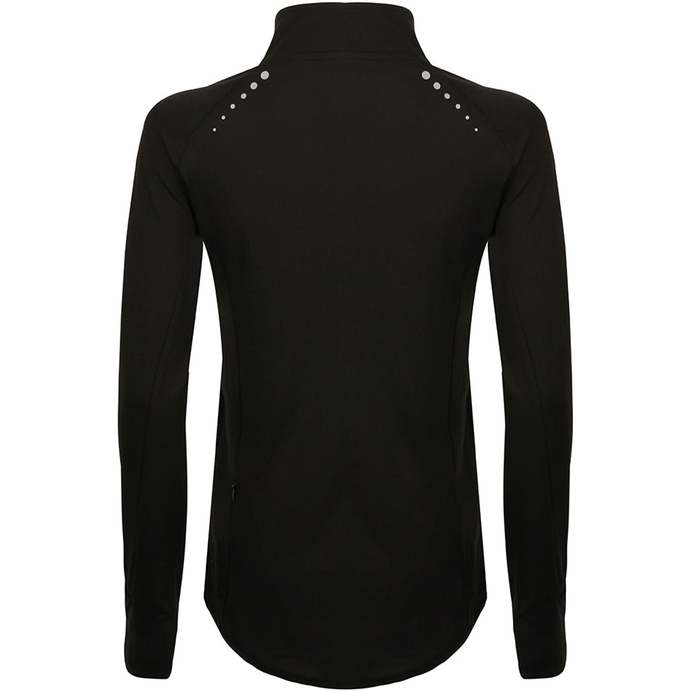 Black - Back - Tombo Womens-Ladies Long Sleeve Zip Neck Performance Top
