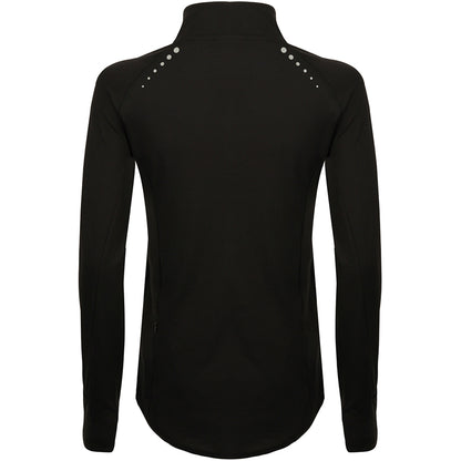 Black - Back - Tombo Womens-Ladies Long Sleeve Zip Neck Performance Top