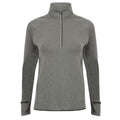 Grey Marl - Front - Tombo Womens-Ladies Long Sleeve Zip Neck Performance Top