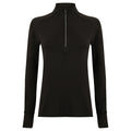 Black - Front - Tombo Womens-Ladies Long Sleeve Zip Neck Performance Top