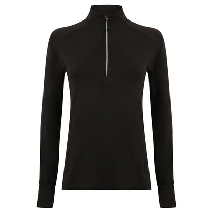 Black - Front - Tombo Womens-Ladies Long Sleeve Zip Neck Performance Top