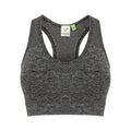 Dark Grey Marl - Front - Tombo Womens-Ladies Seamless Crop Top