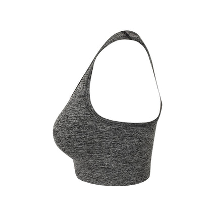 Dark Grey Marl - Back - Tombo Womens-Ladies Seamless Crop Top