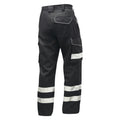 Black - Back - Yoko Mens Hi-Vis Cargo Trousers With Knee Pad Pockets
