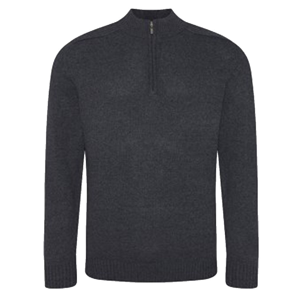 Charcoal - Front - Ecologie Mens Wakhan Zip Neck Sweater