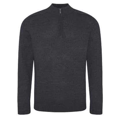 Charcoal - Front - Ecologie Mens Wakhan Zip Neck Sweater