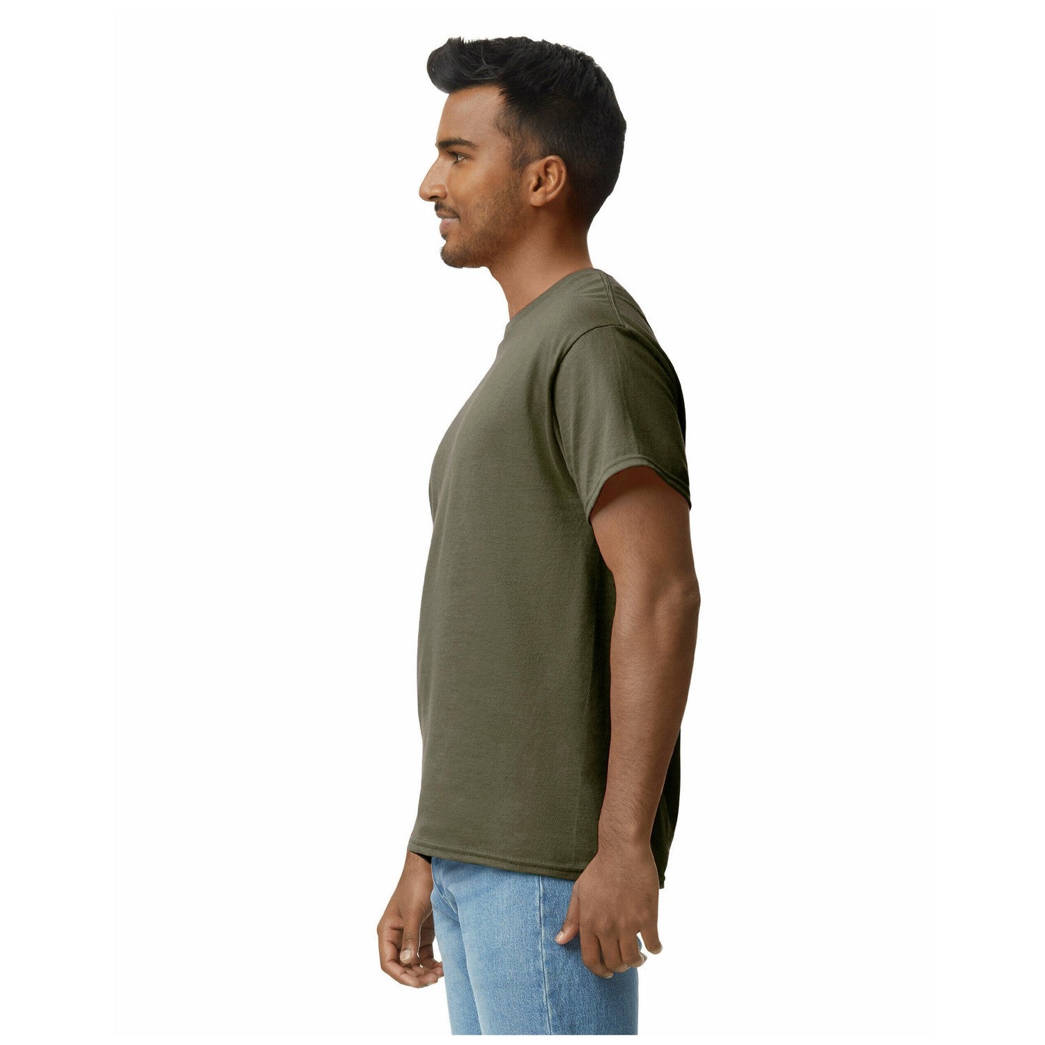 Olive Green - Side - Gildan Mens Hammer Heavyweight T-Shirt