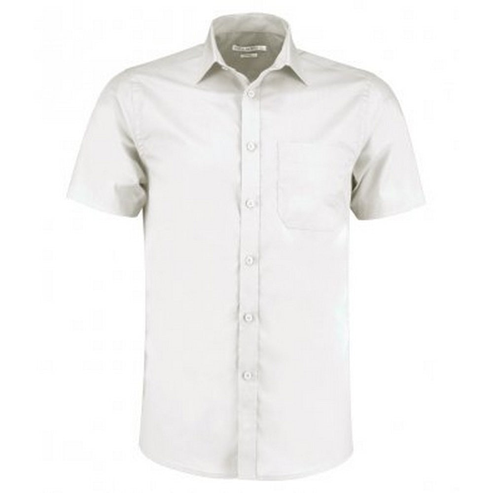 White - Front - Kustom Kit Mens Short Sleeve Tailored Poplin Shirt