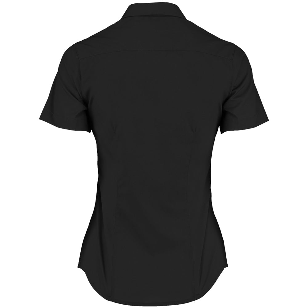 Black - Back - Kustom Kit Womens-Ladies Short Sleeve Tailored Poplin Shirt