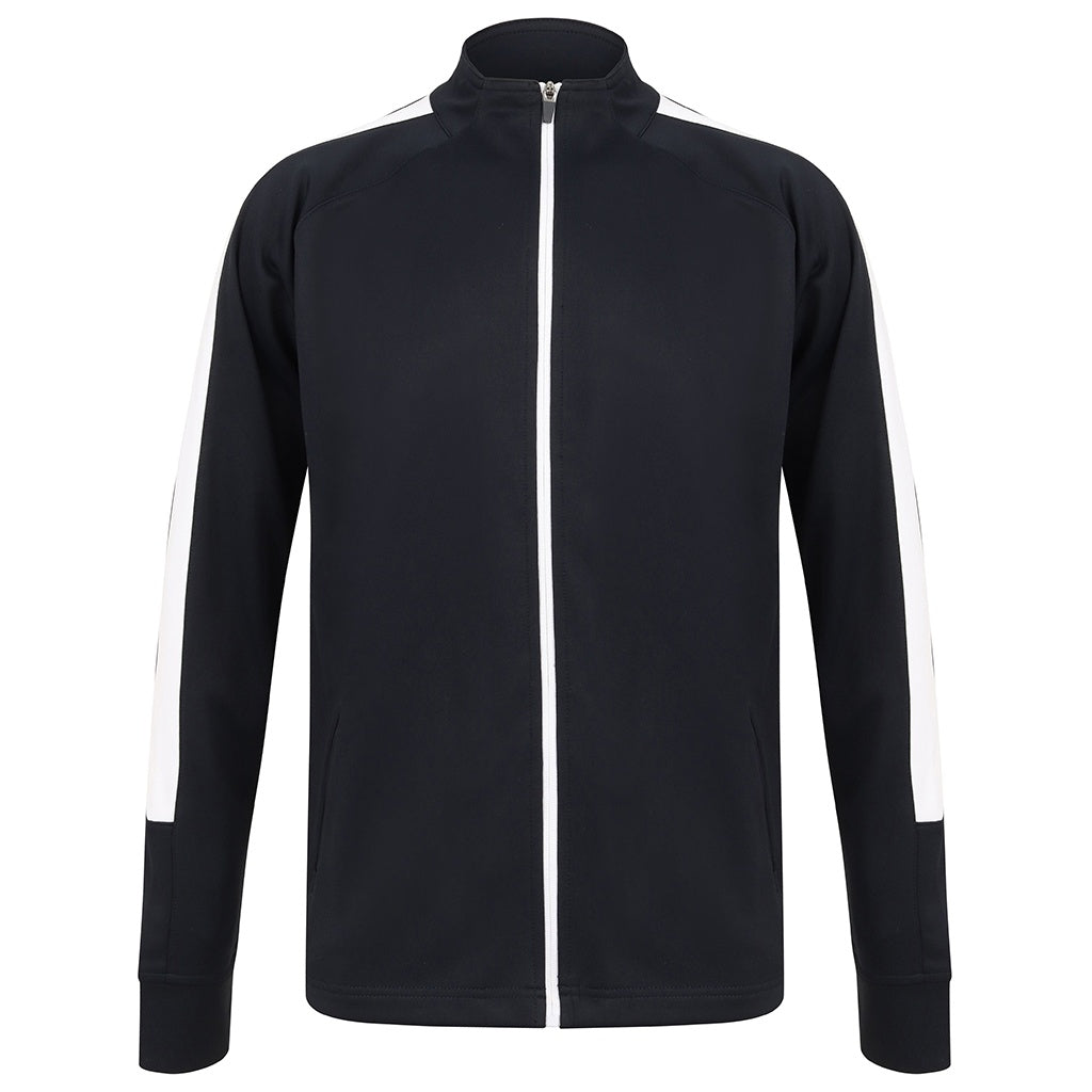 Navy-White - Front - Finden & Hales Mens Knitted Tracksuit Top