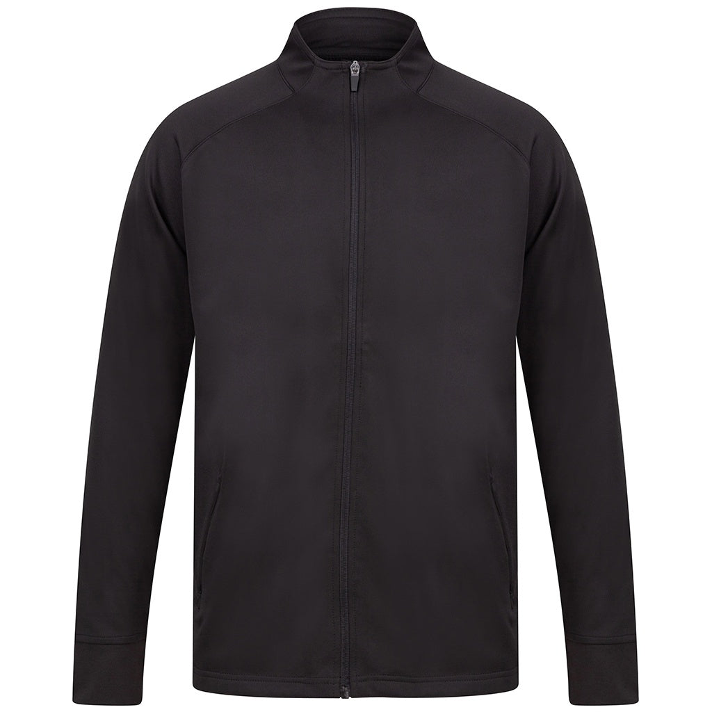 Black-Black - Front - Finden & Hales Mens Knitted Tracksuit Top